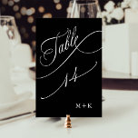 Numeração De Mesa Casamento de Caligrafia de Luxo Número 14, Preto<br><div class="desc">Mesa 14. Verifique todos os números disponíveis. | Luxo e elegante número da mesa de casamento com caligrafia elegante com suas iniciais. Para uma personalização mais avançada deste design,  clique no BOTÃO FERRAMENTA DESIGN AZUL acima!</div>