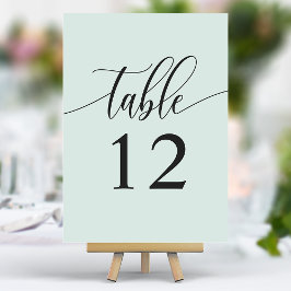 Numeração De Mesa Casamento de Caligrafia Minimalista em Pastel Verd
