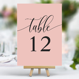 Numeração De Mesa Casamento de Caligrafia Minimalista Rosa Coral Sua