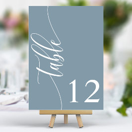 Numeração De Mesa Casamento de Caligrafia Moderna Azul Empoeirado