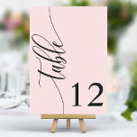 Numeração De Mesa Casamento de Caligrafia Moderna Blush Pink<br><div class="desc">Mande seus convidados para seus assentos com esses números de mesas de casamento rosa-rosa, elegantes e chic. Apresentando uma design minimalista com a caligrafia moderna, esses números de tabelas adicionam um toque de sofisticação à sua recepção de casamento. O fundo suave e a tipografia elegante e limpa garantem uma leitura...</div>