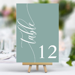 Numeração De Mesa Casamento de Caligrafia Moderna em Azul Poeira
