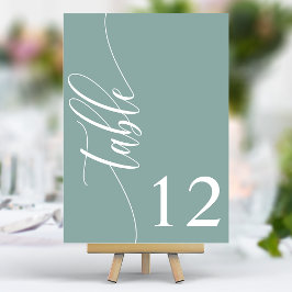 Numeração De Mesa Casamento de Caligrafia Moderna em Teal Empoeirado