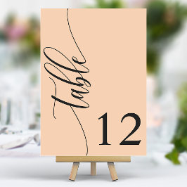 Numeração De Mesa Casamento de Caligrafia Moderna em Tom de Pêssego 