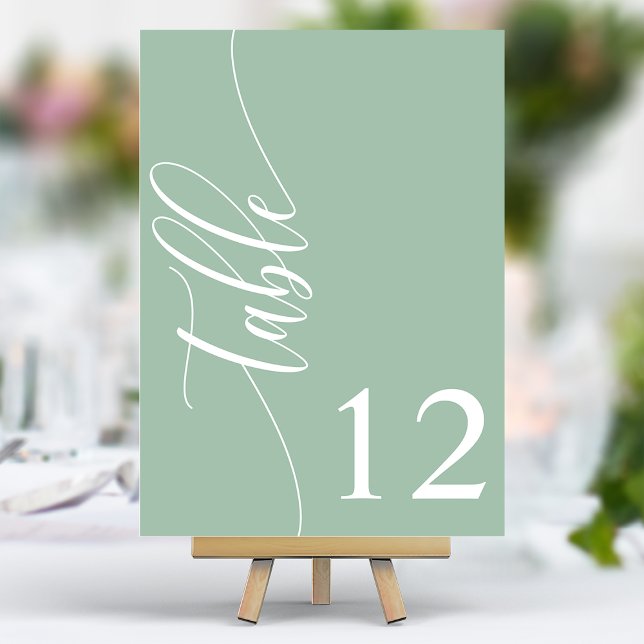 Numeração De Mesa Casamento de Caligrafia Moderna em Verde Menta Emp (Criador carregado)