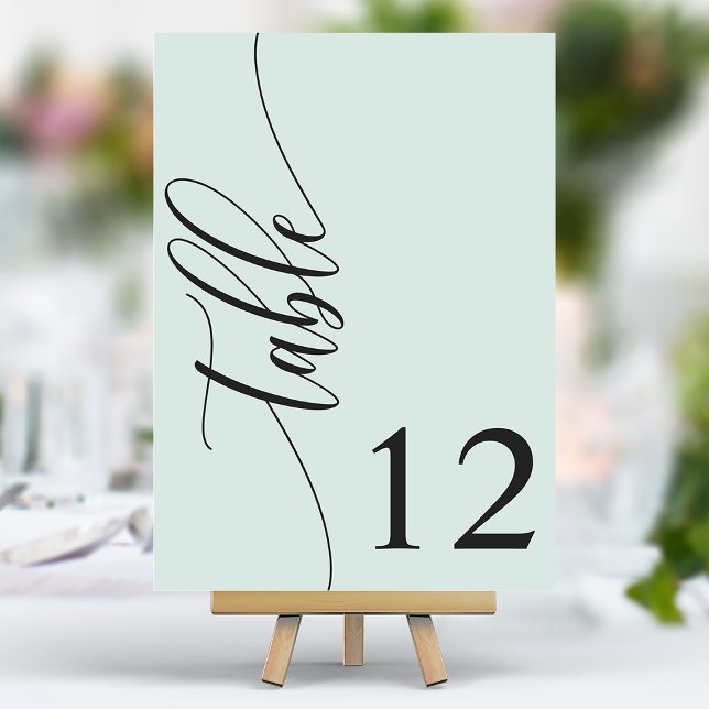 Numeração De Mesa Casamento de Caligrafia Moderna em Verde Menta Pas (Criador carregado)