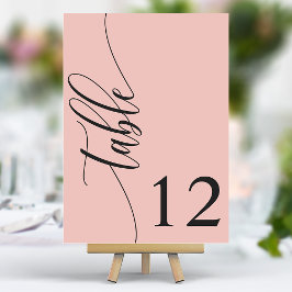 Numeração De Mesa Casamento de Caligrafia Moderna Rosa Coral Macio