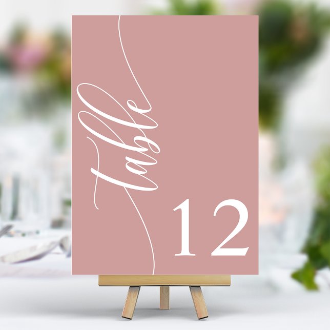 Numeração De Mesa Casamento de Caligrafia Moderna Rosa Poeira (Criador carregado)