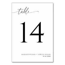 Numeração De Mesa Casamento de Caligrafia Negra Moderna Elegante 14