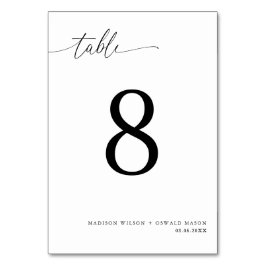 Numeração De Mesa Casamento de Caligrafia Negra Moderna Elegante 8
