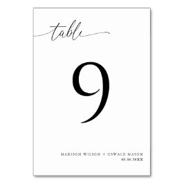 Numeração De Mesa Casamento de Caligrafia Negra Moderna Elegante 9