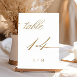 Numeração De Mesa Casamento de Caligrafia Romântica Dourada Número 1<br><div class="desc">Mesa 14. Verifique todos os números disponíveis. | Número da mesa de casamento romântica e elegante para caligrafia espiritual com monogramas. Para uma personalização mais avançada deste design,  clique no BOTÃO FERRAMENTA DESIGN AZUL acima!</div>