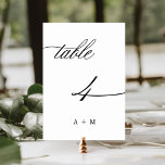 Numeração De Mesa Casamento de Caligrafia Romântica Número 4,<br><div class="desc">Mesa 4. Verifique todos os números disponíveis. | Número da mesa de casamento romântica e elegante,  caligrafia,  com iniciais. Para uma personalização mais avançada deste design,  clique no BOTÃO FERRAMENTA DESIGN AZUL acima!</div>
