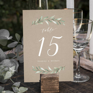 Numeração De Mesa Casamento de caligrafia simples da Kraft