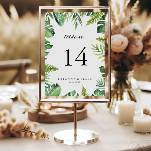 Numeração De Mesa Casamento de Caligrafia Tropical de Destino (Criador carregado)