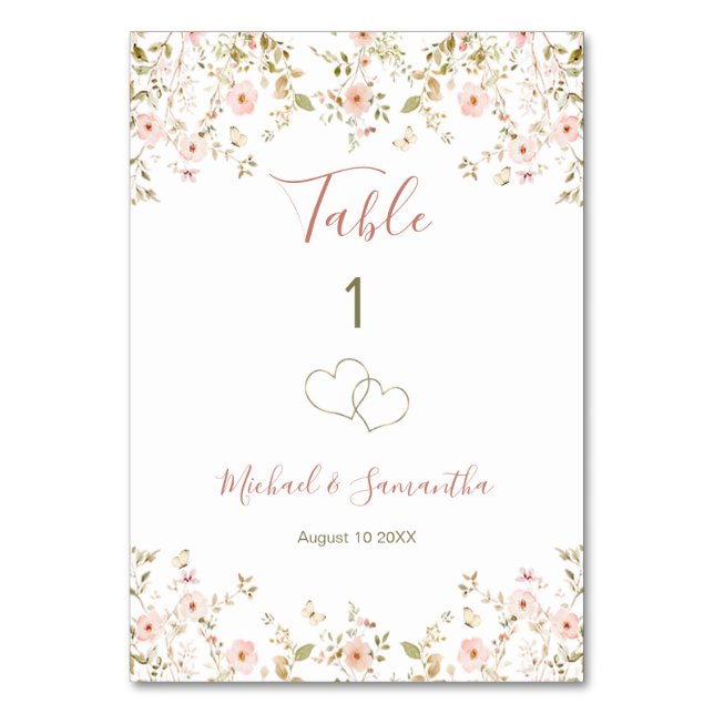 Numeração De Mesa Casamento de campo de Rosa selvagem (Frente)