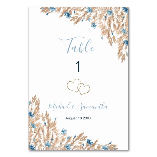 Numeração De Mesa Casamento de Campos Pó Azul Campo (Frente)