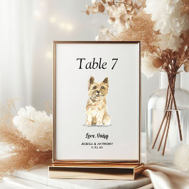 Numeração De Mesa Casamento de Cão Aquarela Moderna Simples