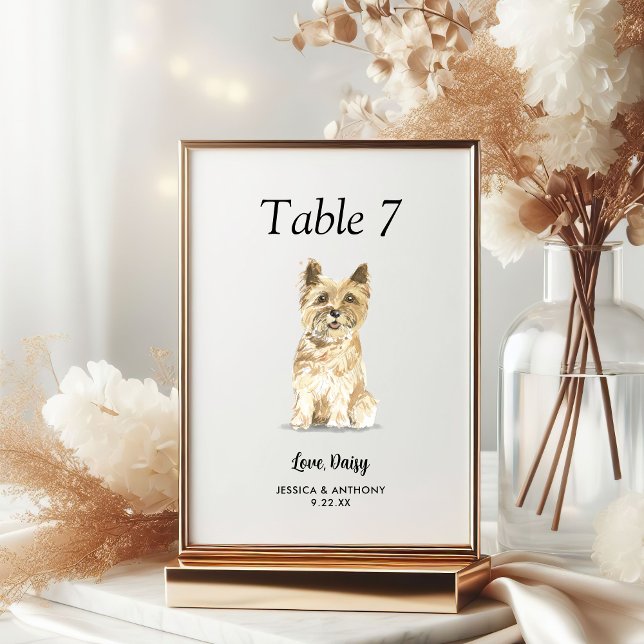Numeração De Mesa Casamento de Cão Aquarela Moderna Simples  (Criador carregado)