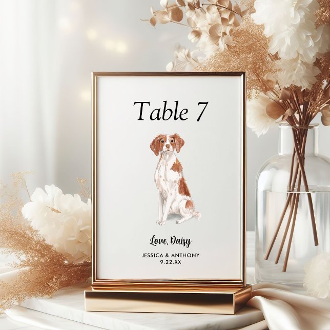 Numeração De Mesa Casamento de Cão Aquarela Moderna Simples  (Criador carregado)