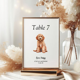 Numeração De Mesa Casamento de Cão com Aquarela Moderna Simples
