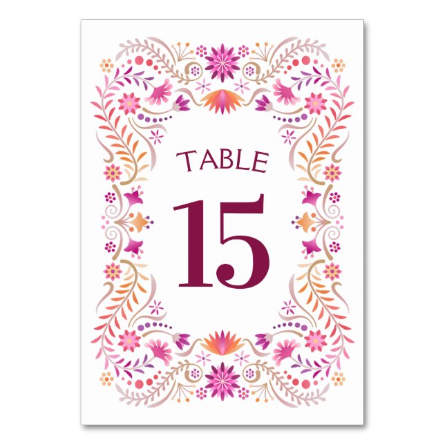 Numeração De Mesa Casamento de Chá de aniversário Fiesta Pink (Frente)