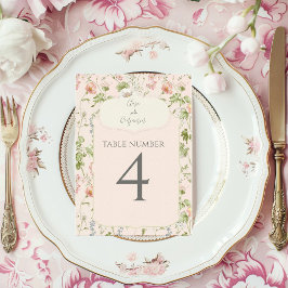 Numeração De Mesa Casamento de Chinoiserie Floral Rosa