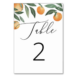 Numeração De Mesa Casamento de citros de aquarela. Laranja floral de