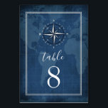 Numeração De Mesa Casamento de Compass Azul e Branco com Marinho Náu<br><div class="desc">Cartões Náuticos de Número de Tabela Casada de Compass Blue & White Vintage - apresentam um fundo azul-aquarela azul-marinho com tipografia branca elegante e uma bússola antiga no topo. A parte traseira apresenta o mesmo design de pergaminho de papel antigo impresso em azul marinho. Exibir a coleção correspondente nesta página...</div>