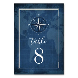 Numeração De Mesa Casamento de Compass Azul e Branco com Marinho Náu