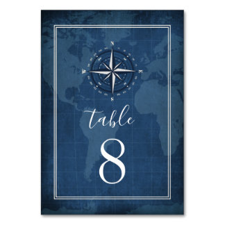 Numeração De Mesa Casamento de Compass Azul e Branco com Marinho Náu