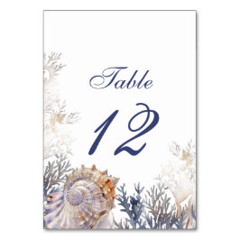 Numeração De Mesa Casamento de Conchas e Corais com Aquarela