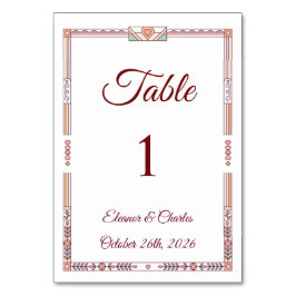 Numeração De Mesa Casamento de Conto de Fadas Art Déco