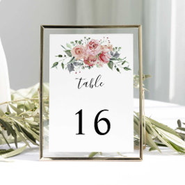 Numeração De Mesa Casamento de Cor de Água Rosa Rosa Elegante