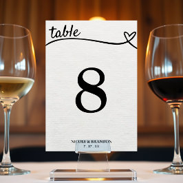 Numeração De Mesa Casamento de Coração de Cor Branca e Negra