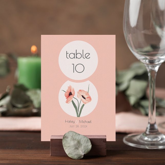 Numeração De Mesa Casamento de Coral Botânico Moderno (Criador carregado)