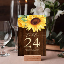 Casamento de Cores de Água, Rustic Wood Sunflower
