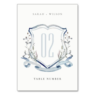Numeração De Mesa Casamento de Crest Crest, de flor selvagem azul El