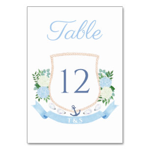 Numeração De Mesa Casamento de Crest do Monograma Costeiro com Aquar
