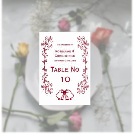 Numeração De Mesa Casamento de Design de Cartazes de Rolagem Burgund