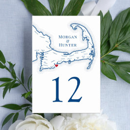 Numeração De Mesa Casamento de Destino de Cabo Cod