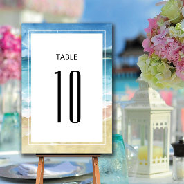 Numeração De Mesa Casamento de Destino do Oceano de Praia Watercolor