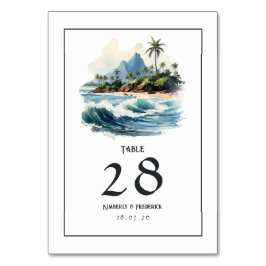 Numeração De Mesa Casamento de destino em aquarela no Havaí