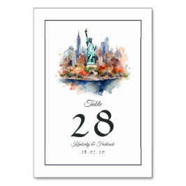 Numeração De Mesa Casamento de Destino em Nova York com Aquarela