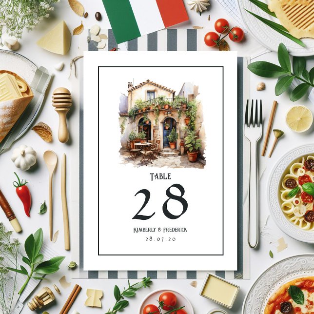 Numeração De Mesa Casamento de Destino Italiano de Aquarela (Italy)