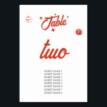 Numeração De Mesa Casamento de Destino no Cassino de Las Vegas com E<br><div class="desc">Um design de casamento único desenhado à mão com tema de cassino de Las Vegas. Um tema de casamento moderno de destino Las Vegas, Nevada, apresentando cartas de baralho, ilustrações temáticas de jogos de cassino. Um design de cartão de número de mesa de casamento de Las Vegas vermelho e branco...</div>