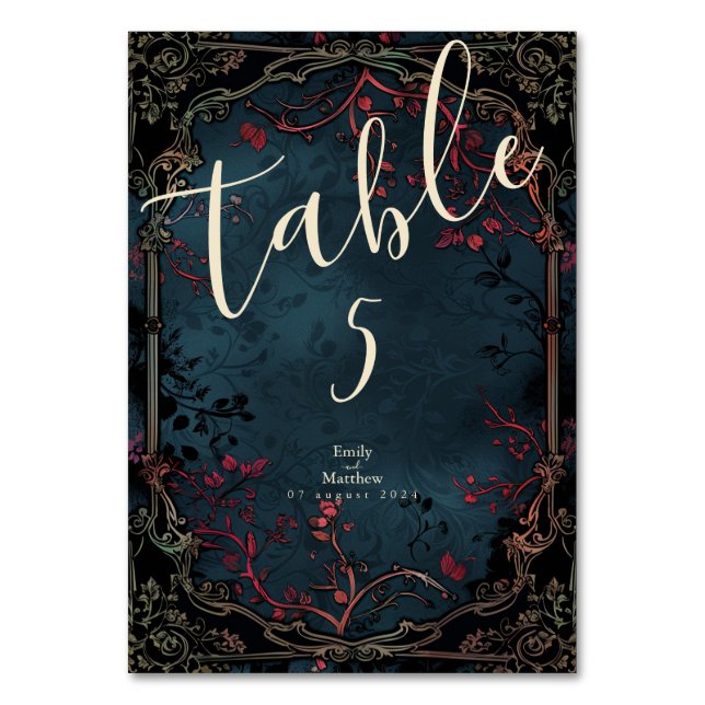 Numeração De Mesa Casamento de Elegância Gótica Vitoriana (Frente)