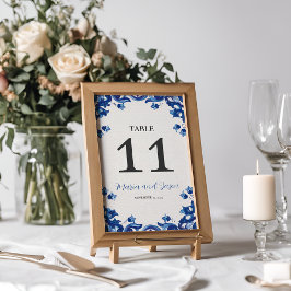 Numeração De Mesa Casamento de Elegante Fiesta Floral Azul Mexicano