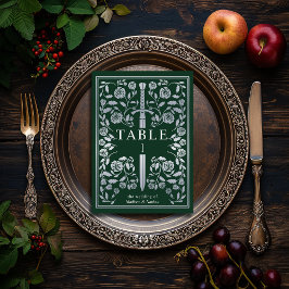 Numeração De Mesa Casamento de Espada Real Medieval Silver Green