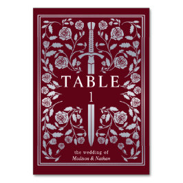 Numeração De Mesa Casamento de Espada Real Medieval Silver Red